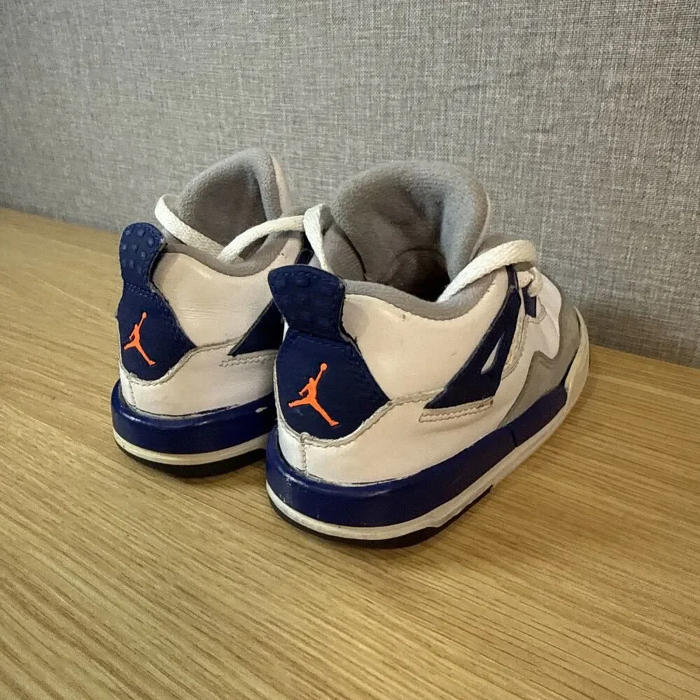 Nike Air Jordan 4 IV Retro TD Toddler Deep Royal Blue Orange White Sz 8C